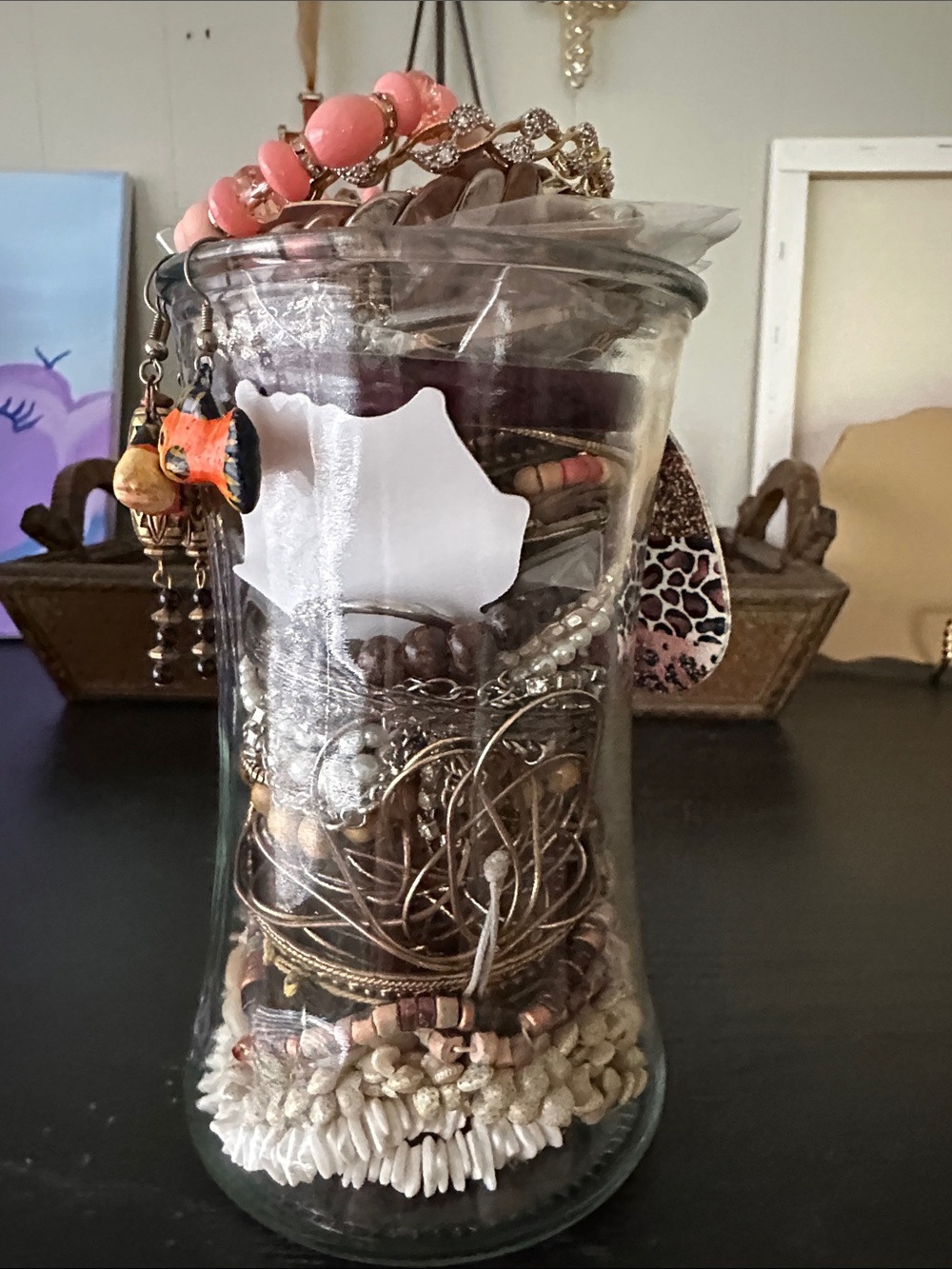 Boho Inspired Mystery Jewelry Jar In shades Of Brown. - Picture 10 of 11